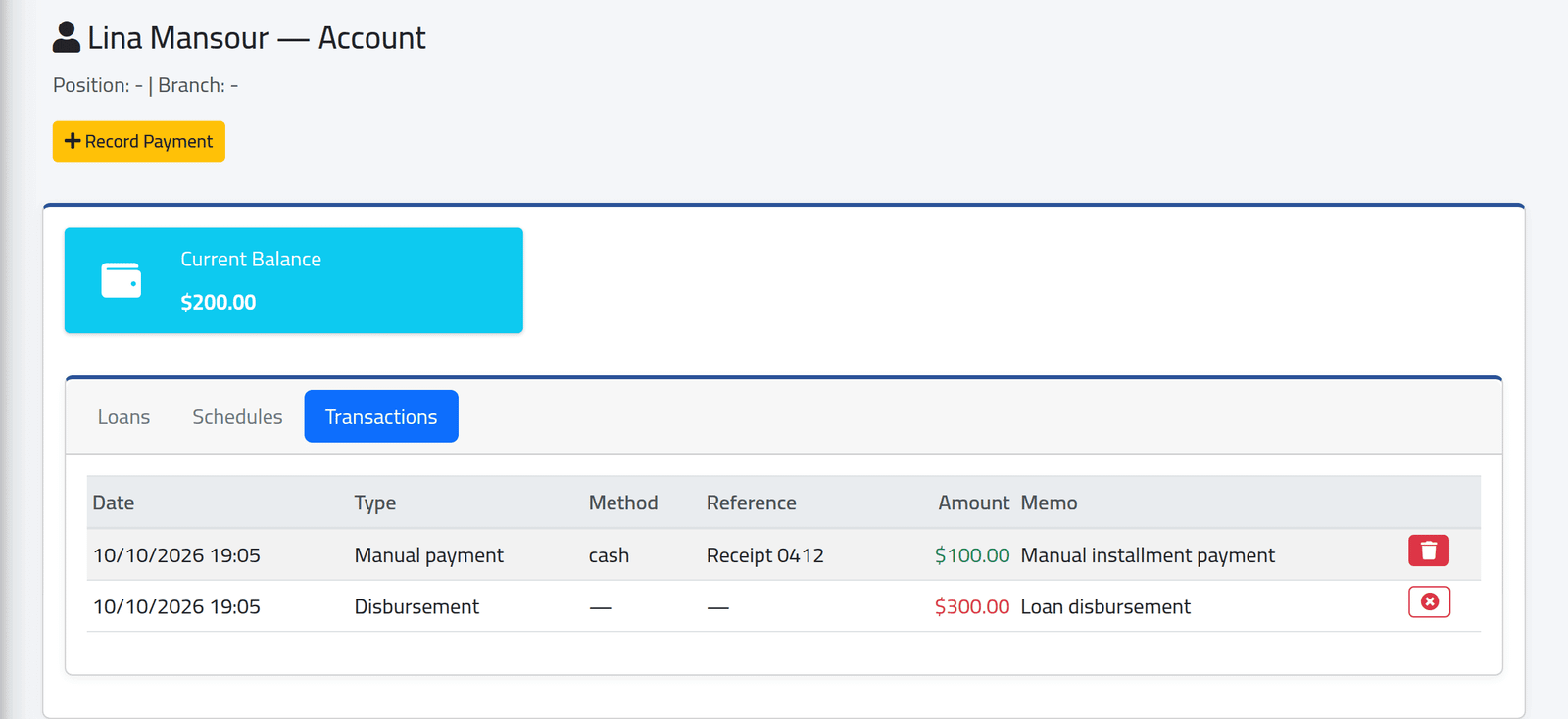 Open the account — Repayments outside the salary