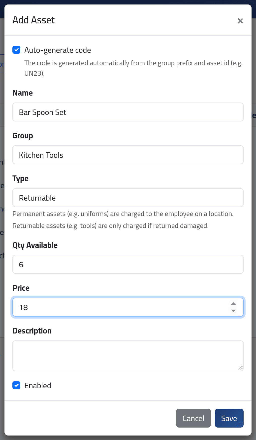 Add an asset — Adding an asset