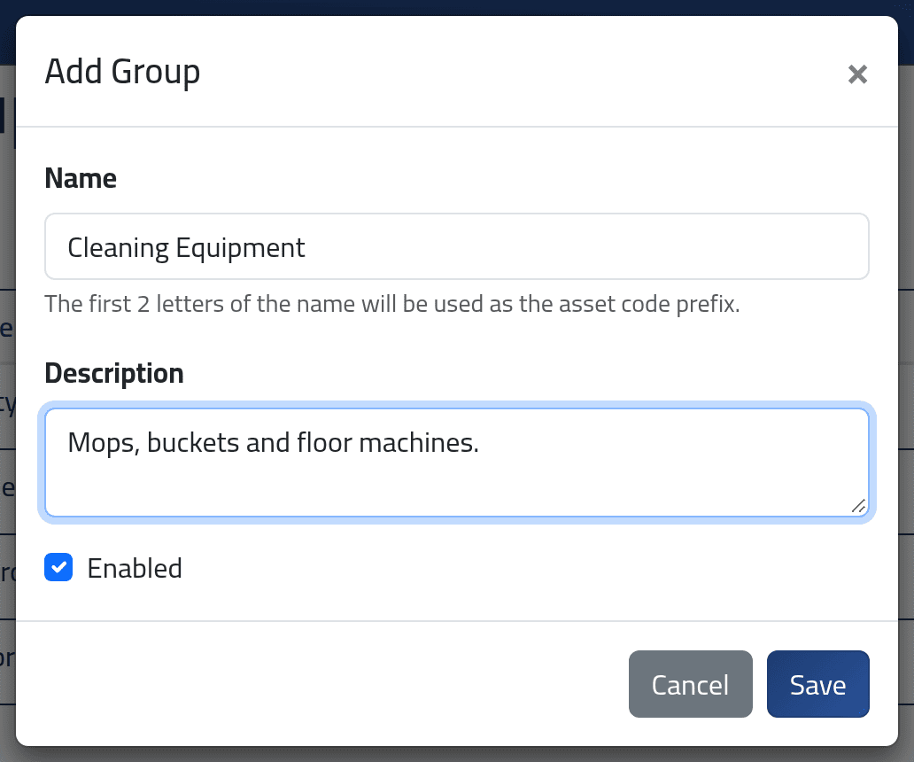 Add one — Asset groups