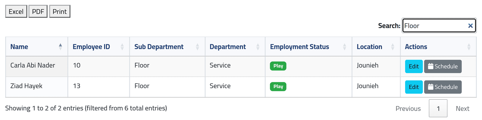Search — Finding an employee