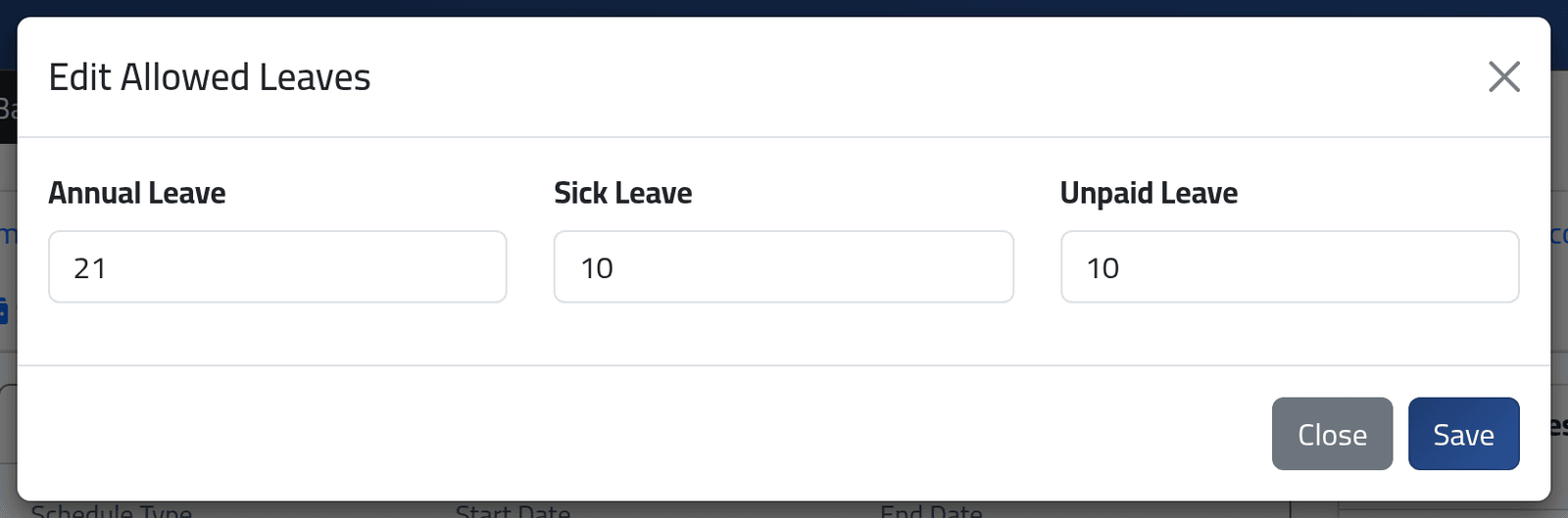 Set the allowance — Recording leave