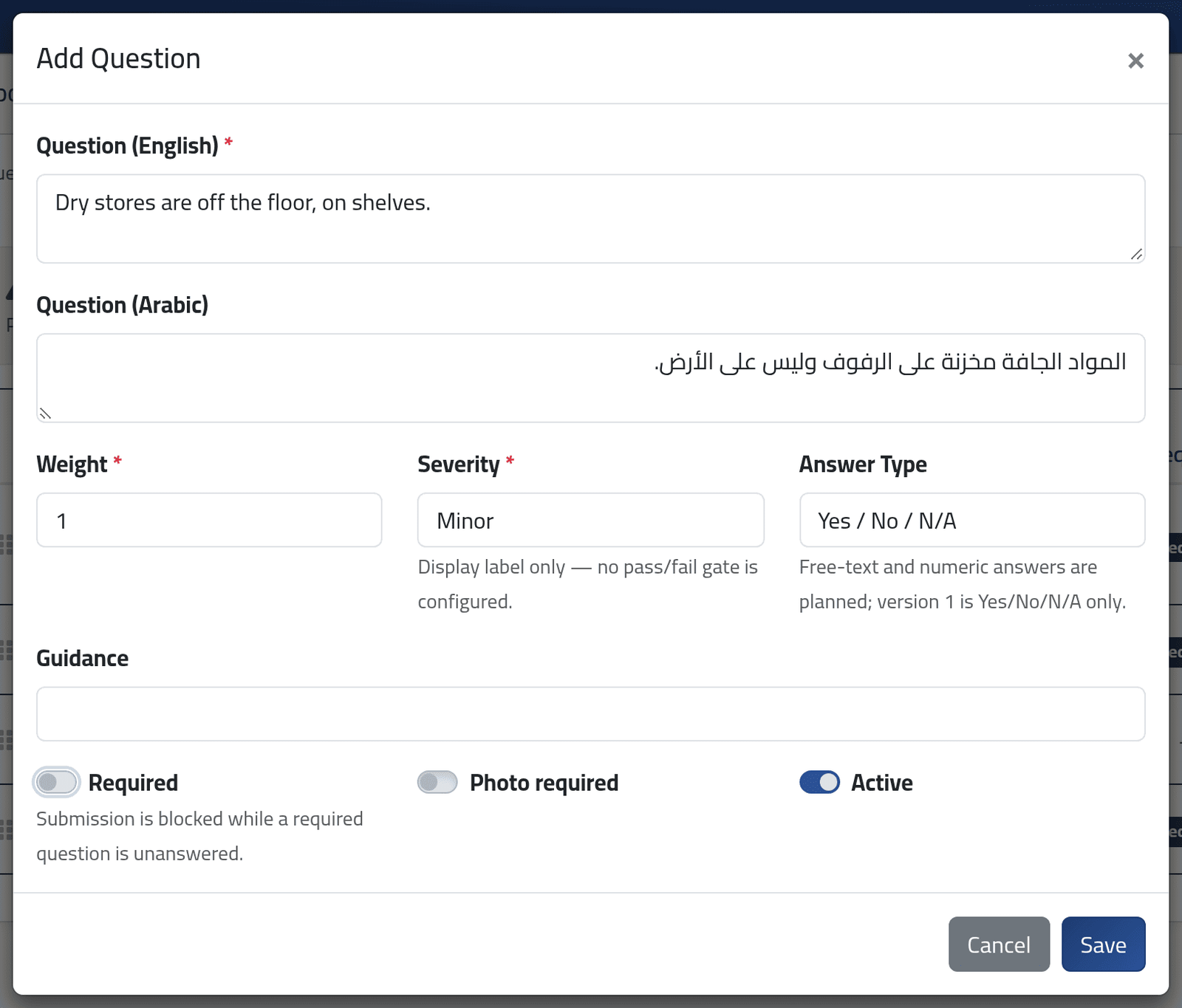 Add a question — The checklist library