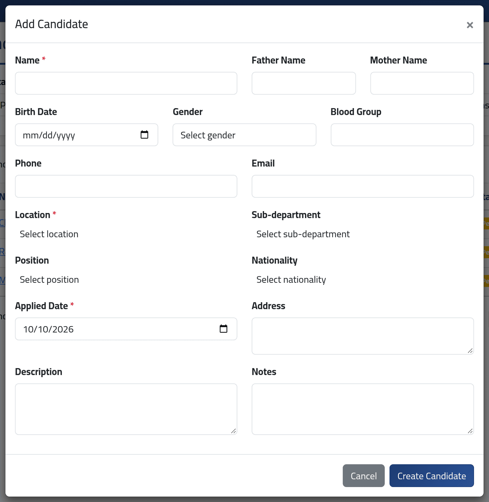Add one — Recording a candidate