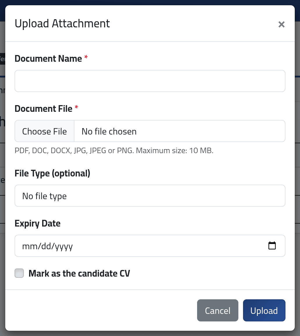 Upload one — A candidate's CV and papers