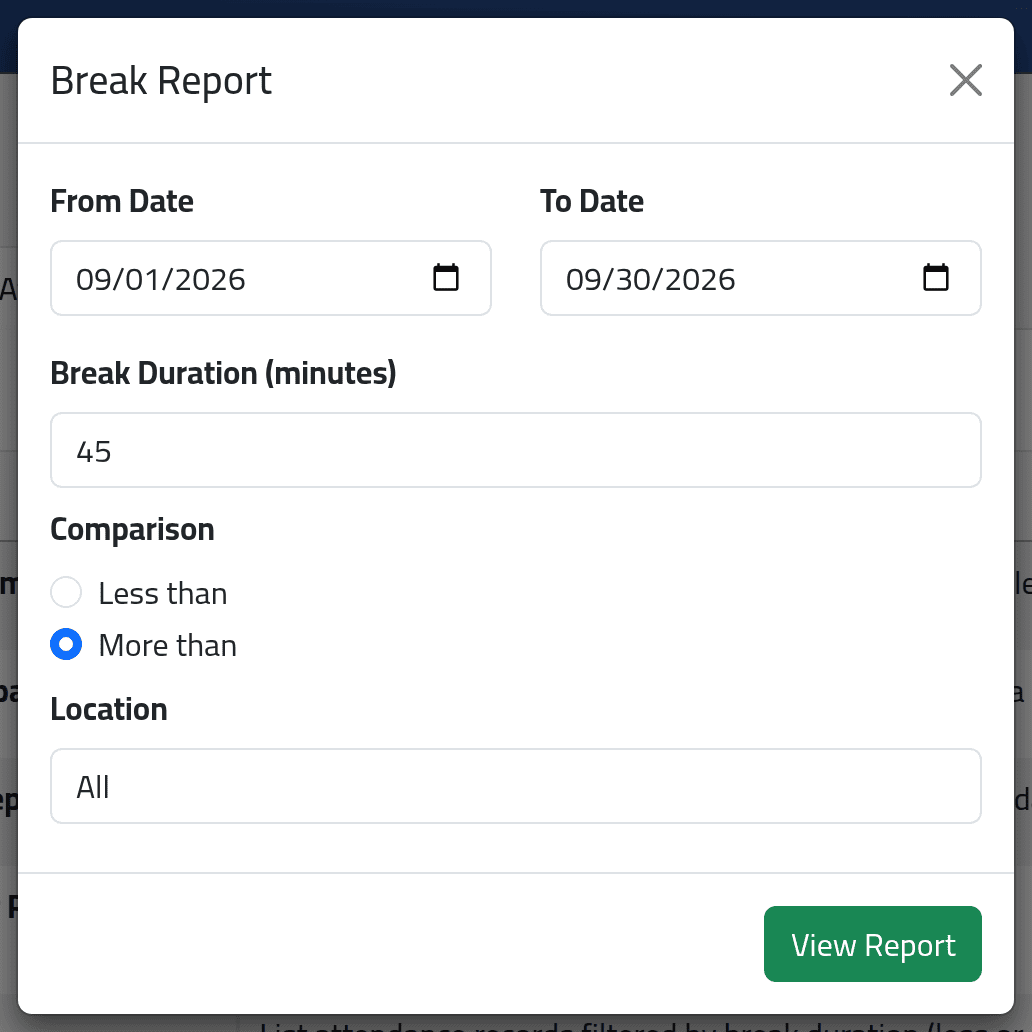 Breaks — Breaks and weekly hours
