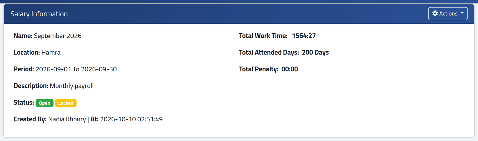 Check the period — Closing a salary period