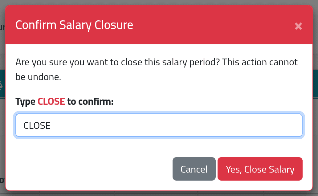 Close it — Closing a salary period