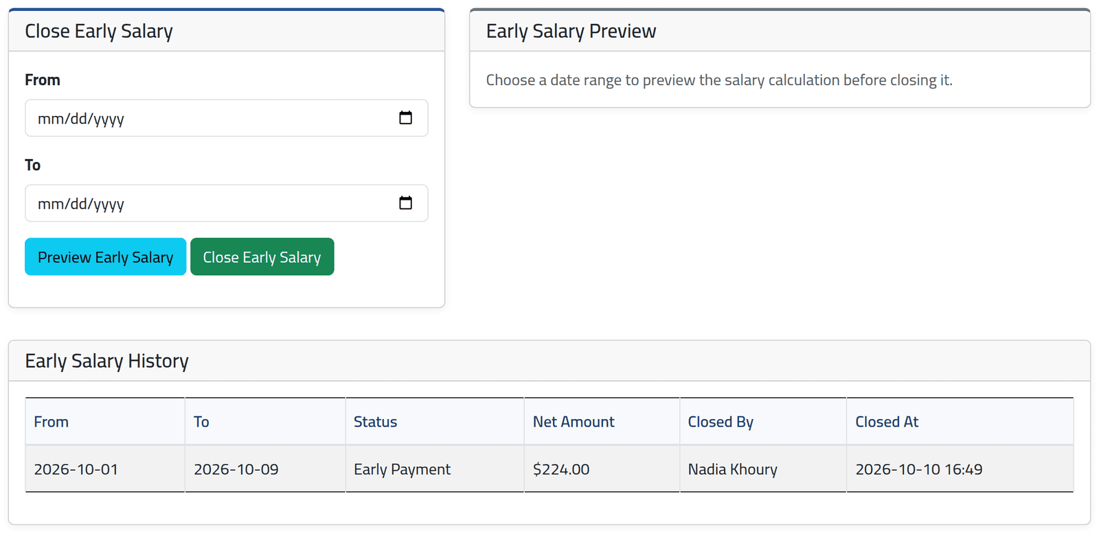 See the record — Paying someone early