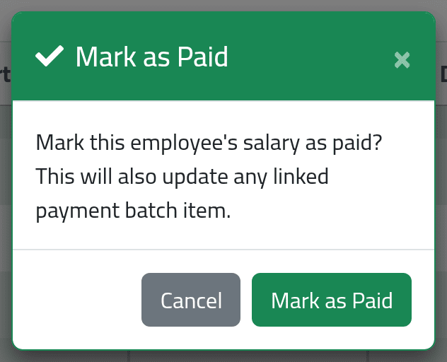 Mark one person paid — Paying and holding salaries