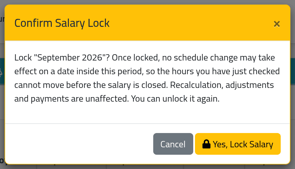 Lock — Recalculating and locking a period