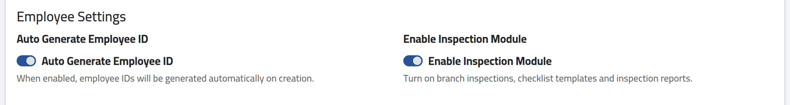 Inspections — Switching modules on and off