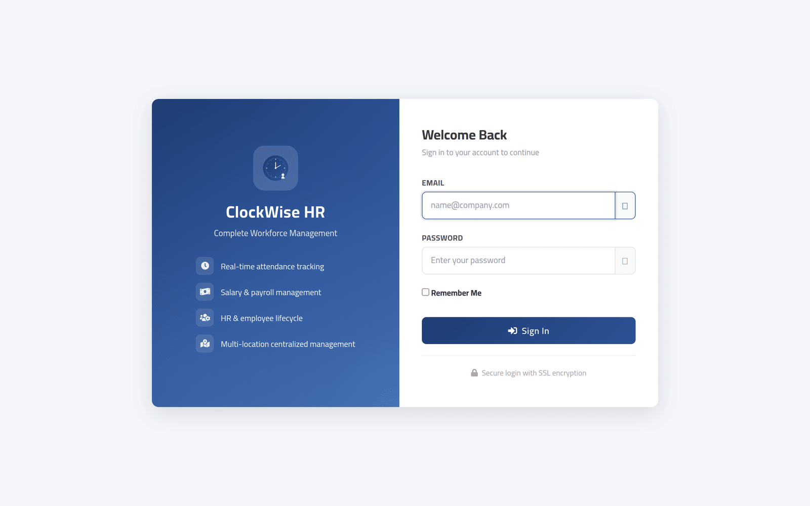 Open the sign-in page — Signing in for the first time