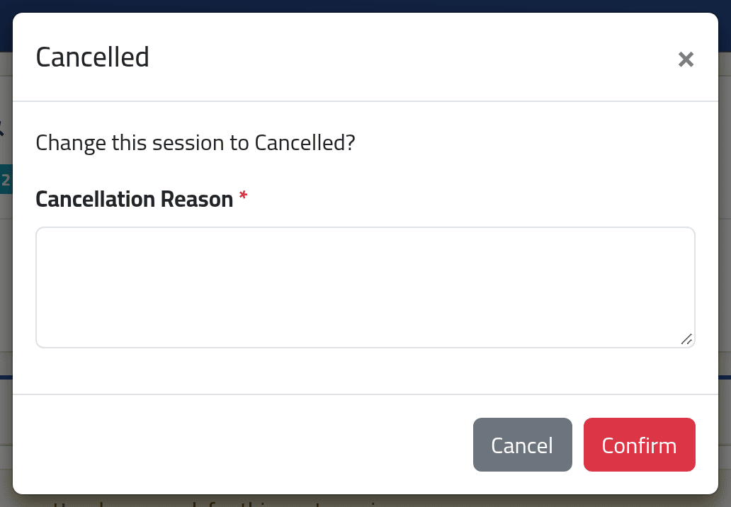 Cancel — A session's status