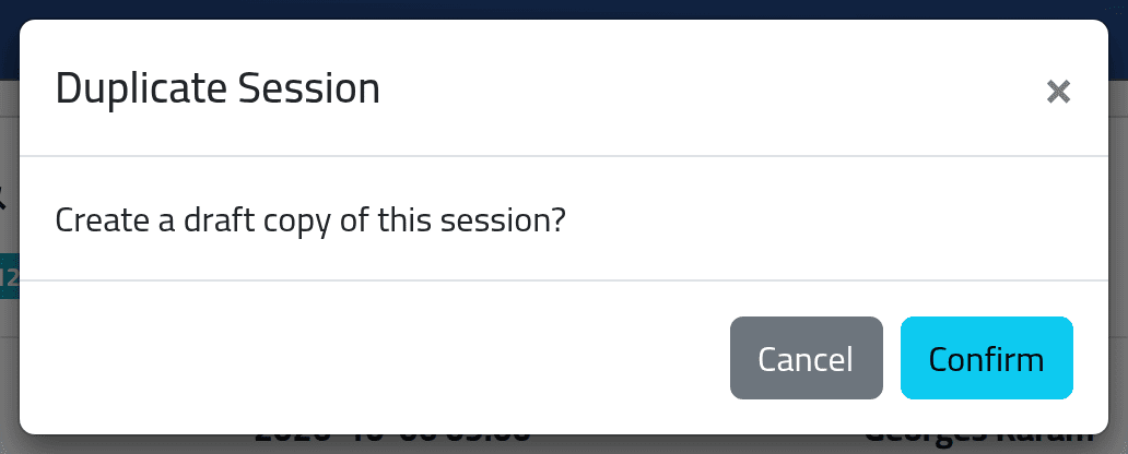 Confirm the copy — A session's status