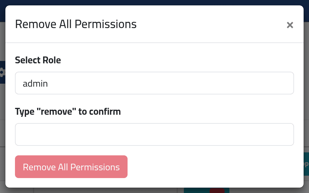 Everything for one role — The permissions list